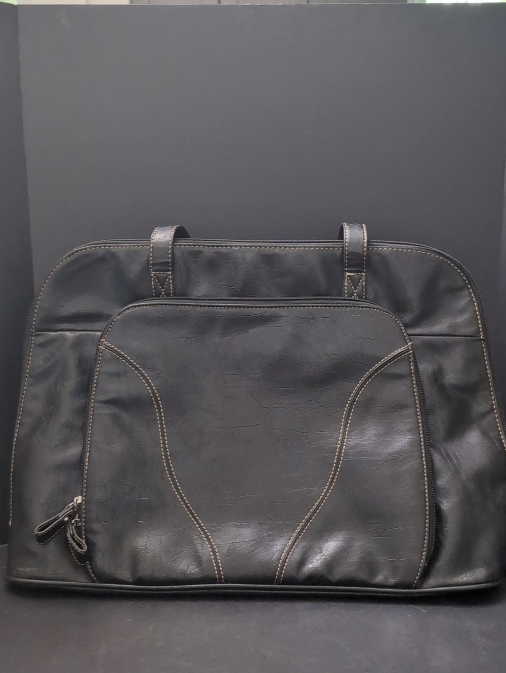 Diverso Italy Large Black Faux Leather Womens